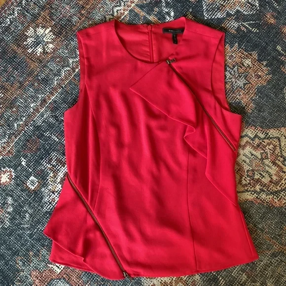 ♥️BCBG Maxazria Ruby Red Zipper Blouse - Medium - Picture 13 of 13